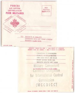Canada Soldier's Free Mail c1968 Military Component Canadian Delegation for I...