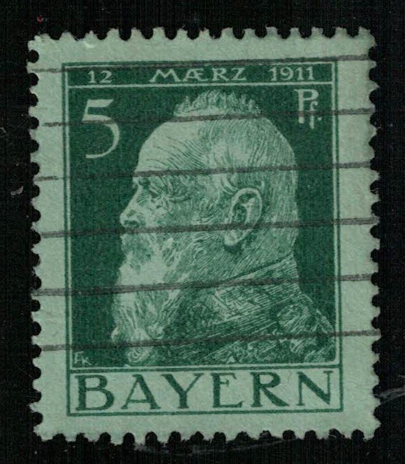 Prince Luitpold, 5 Pf, BAYERN, Deutsche, 1911, Germany, MC #77 (T-6961)