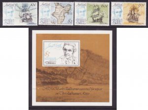 Dominica-Sc#625-9- id9-unused NH set+sheet-Capt. Cook-Ships-1978-