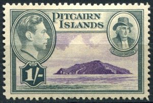 Pitcairn Islands Sc#7 MH/Unused, 1s sl blk & red vio, King George VI Issues (...