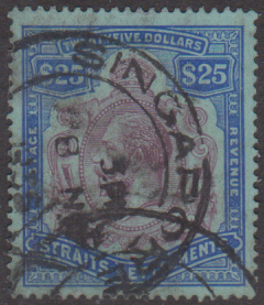 STRAITS SETTLEMENTS 1923 USED $25 CAT 