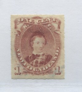 Newfoundland 1877  1 cent brown lilac rouletted mint o.g. hinged