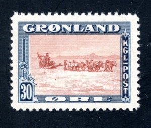 Greenland 15,   VF/XF, Unused, Dog Team,  CV $18.50  ... 2510005/8