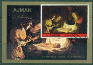 Ajman 1972 Mi#MS434A Xmas Paintings MS CTO