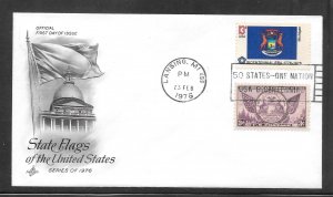 Just Fun Cover #1658 FDC MI. State Flag Artcraft Cachet. (A1488)