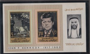 Umm Al Qiwain # MiBlock8B, John F. Kenney with New Currency Overprints, Mint NH