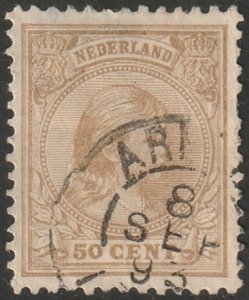 Netherlands 1894 Sc 49a used large thin at top