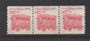 Scott # 2452a  untagged used Circus Wagon strip of 3