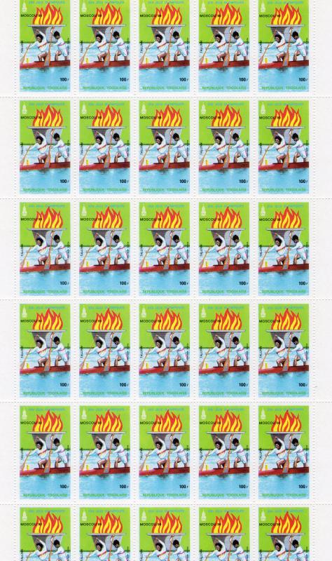 TOGO 1979 Sc#1035/37C392/94 MOSCOW 80 OLYMPICS 6 Mini-Sheetlets of 30 values