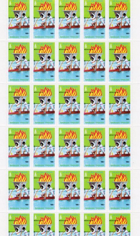 TOGO 1979 Sc#1035/37C392/94 MOSCOW 80 OLYMPICS 6 Mini-Sheetlets of 30 values