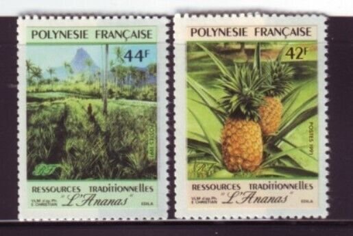 FRENCH POLYNESIA Sc 555-56 NH ISSUE OF 1991 - PINEAPPLES