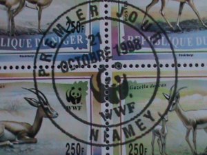 NIGER 1994-PROMOTION-WWF LOVELY DEERS-CTO FANCY CANCEL S/S VF SCV.$40  RARE