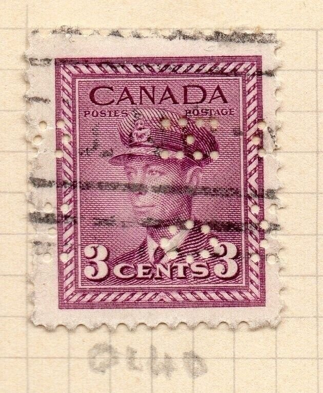 Canada 1942-43 War Effort Issue Fine Used 3c. Hole Punched NW-217538