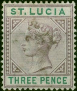 St Lucia 1891 3d Dull Mauve & Green SG47 Fine LMM