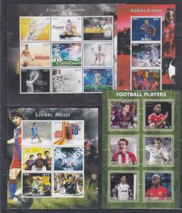 14pcs Sport FOOTBALL PLAYERS Messi Ronaldo Rooney FIFA imperf (private issue)FGA