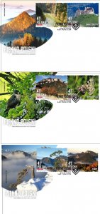 Poland 2025 FDC Stamps Souvenir Sheet River Mountains Castle Butterfly Trees
