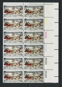 SCOTT  1551  CURRIER & IVES THE ROAD WINTER  10¢  PLATE BLOCK OF 12  MNH