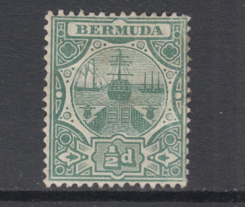 Bermuda Sc 33 MLH. 1909 ½p green Dry Dock, sound, F-VF