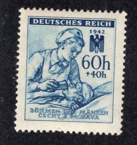 Bohemia & Moravia 1942 60h+40H Nurse Semi-Postal, Scott B13 MH, value = 25c