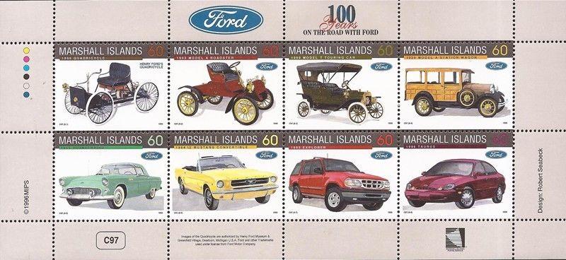 Marshall Islands - 1996 Ford Motors Centenary - 8 Stamp Sheet #611