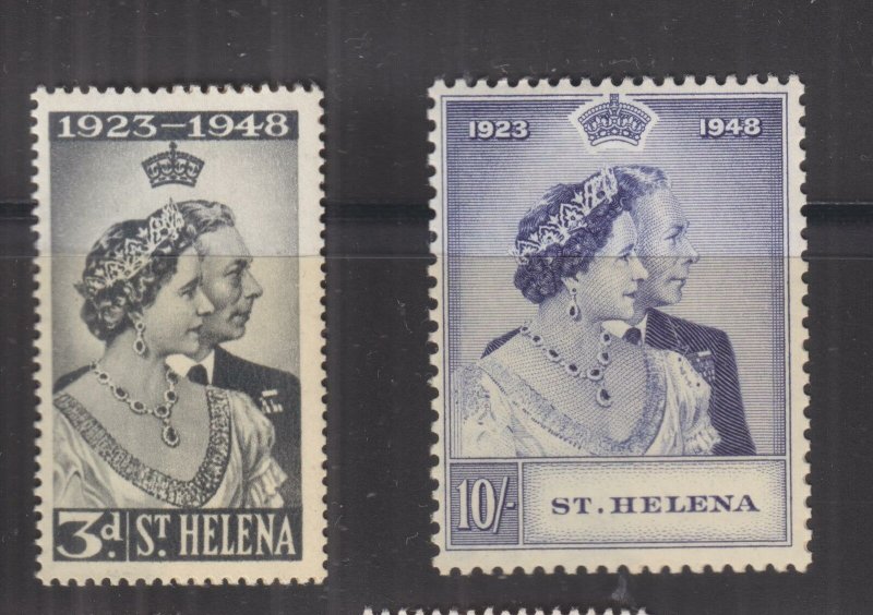 St. HELENA, 1948 Silver Wedding pair, mnh., toning.