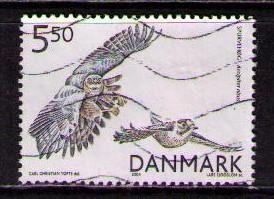 DENMARK Sc# 1289 USED FVF Birds of Prey Owl