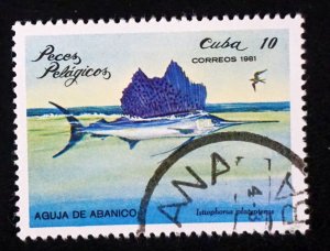 CUBA Sc# 2387  ARCHIPELAGO WILDLIFE marine fish   10c  1981 used cto