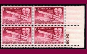 US Stamp #C45 MNH - Wright Brothers - Plate Block of 6