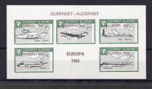 GUERNSEY-ALDERNEY EUROPA 1965 SHEETLET UNMOUNTED MINT + BLACK COLOUR SHIFT