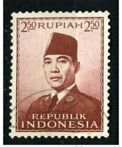 Indonesia 1951 - Scott 391 used - 2.50r, President Sukarno 