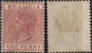 Saint Lucia 28 (used) 1p Victoria, rose (1883)
