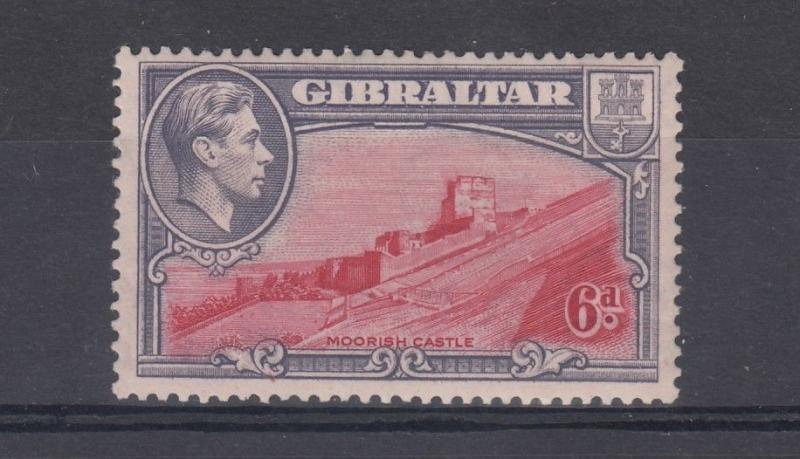 Gibraltar 1938 6d Perf 13 1/2 SG126 On Card J1334