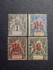 French Colonies Mayotte 1912 Surcharged French Stamp Set