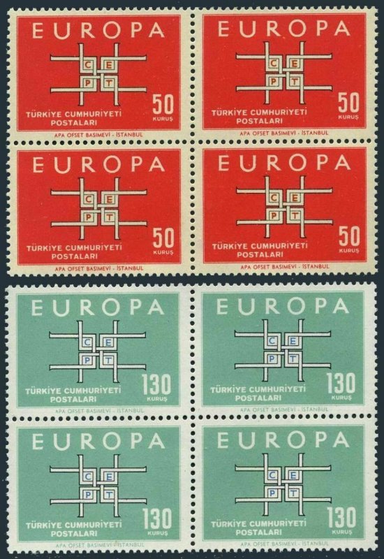 Turkey 1602-1603 blocks/4,MNH.Michel 1888-1889. EUROPE CEPT-1963.Stylized Links.