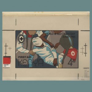 Kenya 1985 First Aid/World Red Cross Day watercolour artwork ––