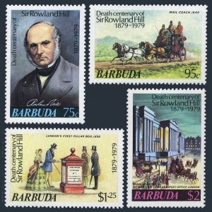 Barbuda 380-381, 383-384, 384a, MNH. Mi 439-442, Bl.41. Sir Rowland Hill, 1979.