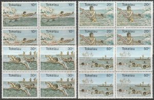 TOKELAU ISLANDS 1980 Water Sports Mint Block Set MNH