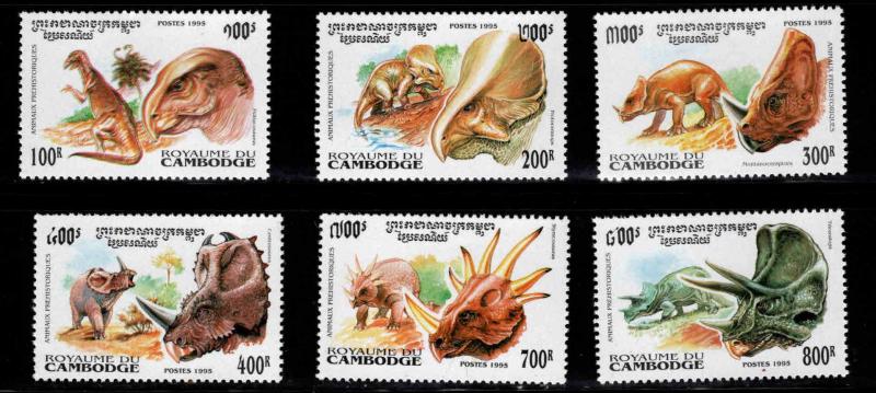 Cambodia Scott 1409-1414 MNH** Dinosaur set
