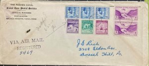 CANAL ZONE-1949,REGISTER COVER USED TO USA, GOLD RUSH FULL SET STAMP, AERO