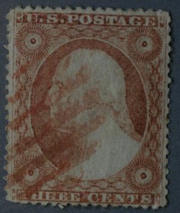 United States #26A Used VF Type IV Red Cancel Bright and Clean