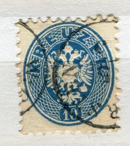 AUSTRIA; 1863-64 early classic Arms issue used 10k. value + fair Postmark