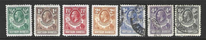 Northern Rhodesia 1-7 Short set  Mint/Used  SC $14.45