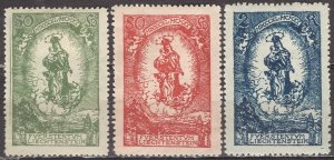 Liechtenstein; 1920: Sc. # 47-49: MH Cpl. Set