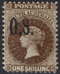 SOUTH AUSTRALIA 1891 QV OS 1/- WMK BROAD STAR PERF 11.5-12