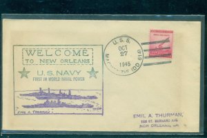 USS MacKenzie (DD-614) Oct 27, 1945  Welcome to New Orleans  cachet