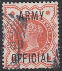 Great Britain SgO41 1/2d Vermilion Used Army Official Nice Cancel Cv £3