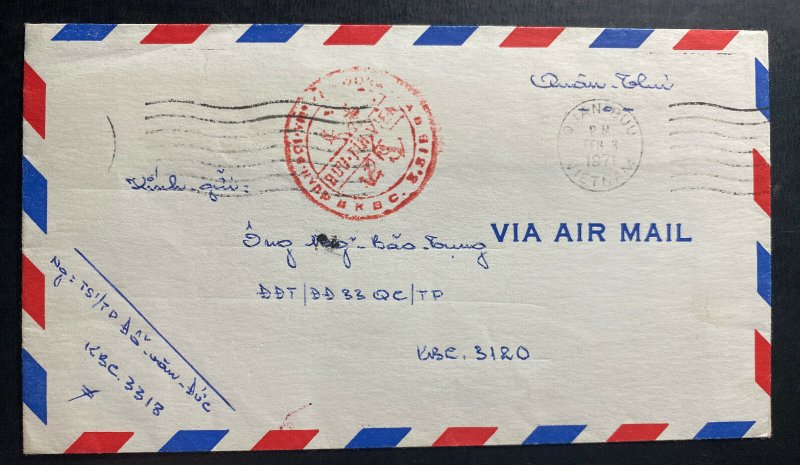 1971 Quan Bui South VietNam Naval Mail Cover to Another Navy Base