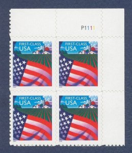 USA - Scott 3470 S/A MNH UR plate block #P111 - flag over farm - 2001