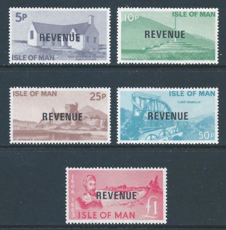 Isle of Man #R1-5 NH Scenes - Revenue Ovpt.