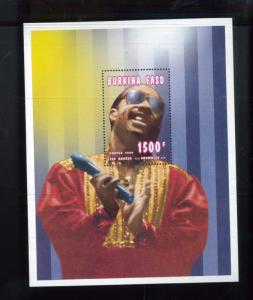 Stevland Hardaway Morris aka Stevie Wonder Souvenir Stamp Sheet Burkina Faso E39